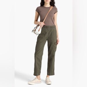 James Perse Striped cotton and Lyocell-blend twill cargo pants Army Green Small